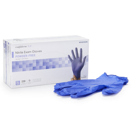 Exam Glove McKesson Confiderm® 3.0 X-Large NonSterile Nitrile Standard Cuff Length Textured Fingertips Blue Chemo Tested / Fentanyl Tested - BeHope