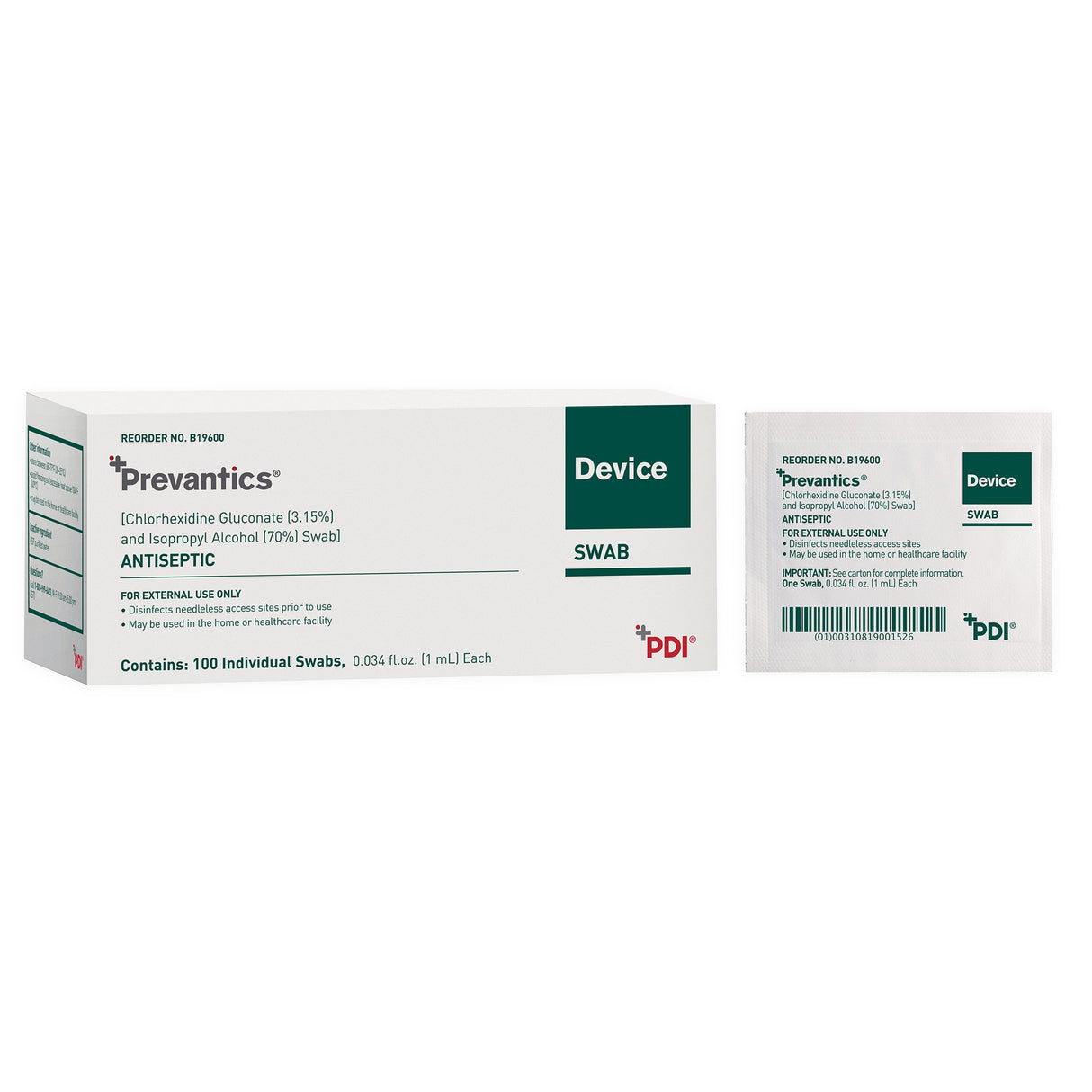 Device Swab Prevantics® 3.15% / 70% Strength CHG (Chlorhexidine Gluconate) / Isopropyl Alcohol Individual Packet NonSterile - BeHope