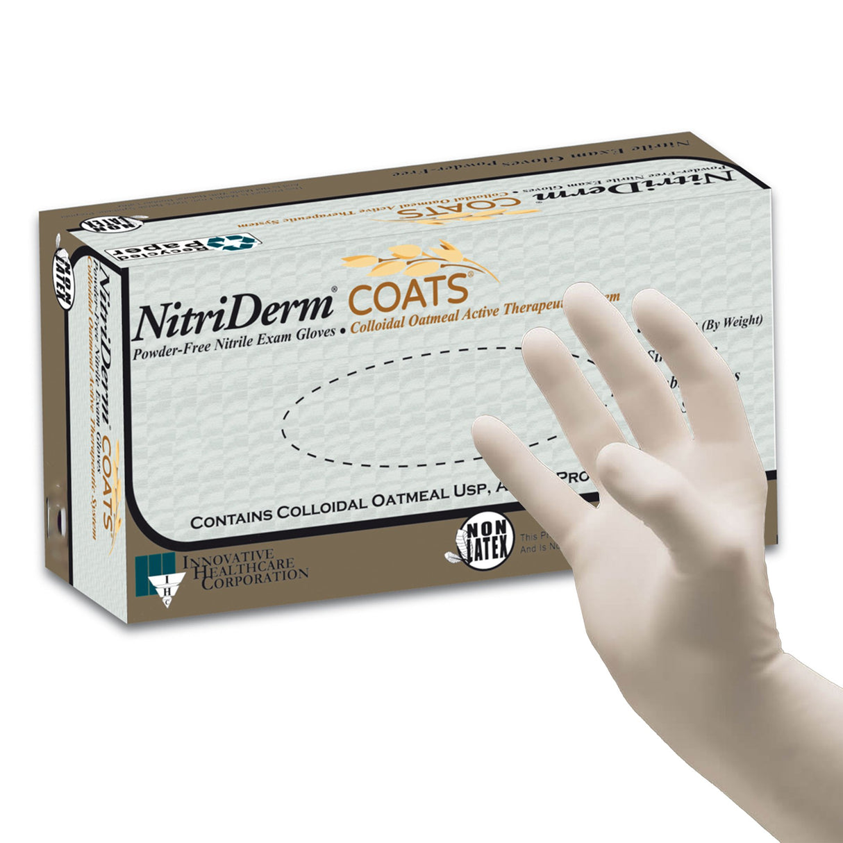 Exam Glove NitriDerm® COATS® Medium NonSterile Nitrile Standard Cuff Length Fully Textured White Chemo Tested - BeHope