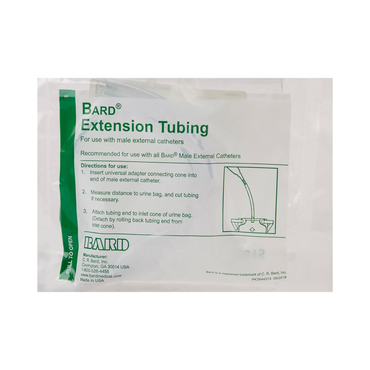 Tube, Leg Bag Extension Bard 18 Inch Tube and Adapter, Reusable, Nonsterile