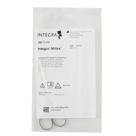 Iris Scissors Miltex® 4-1/2 Inch Length OR / Surgical Grade German Stainless Steel NonSterile Finger Ring Handle Straight Sharp Tip / Sharp Tip - BeHope