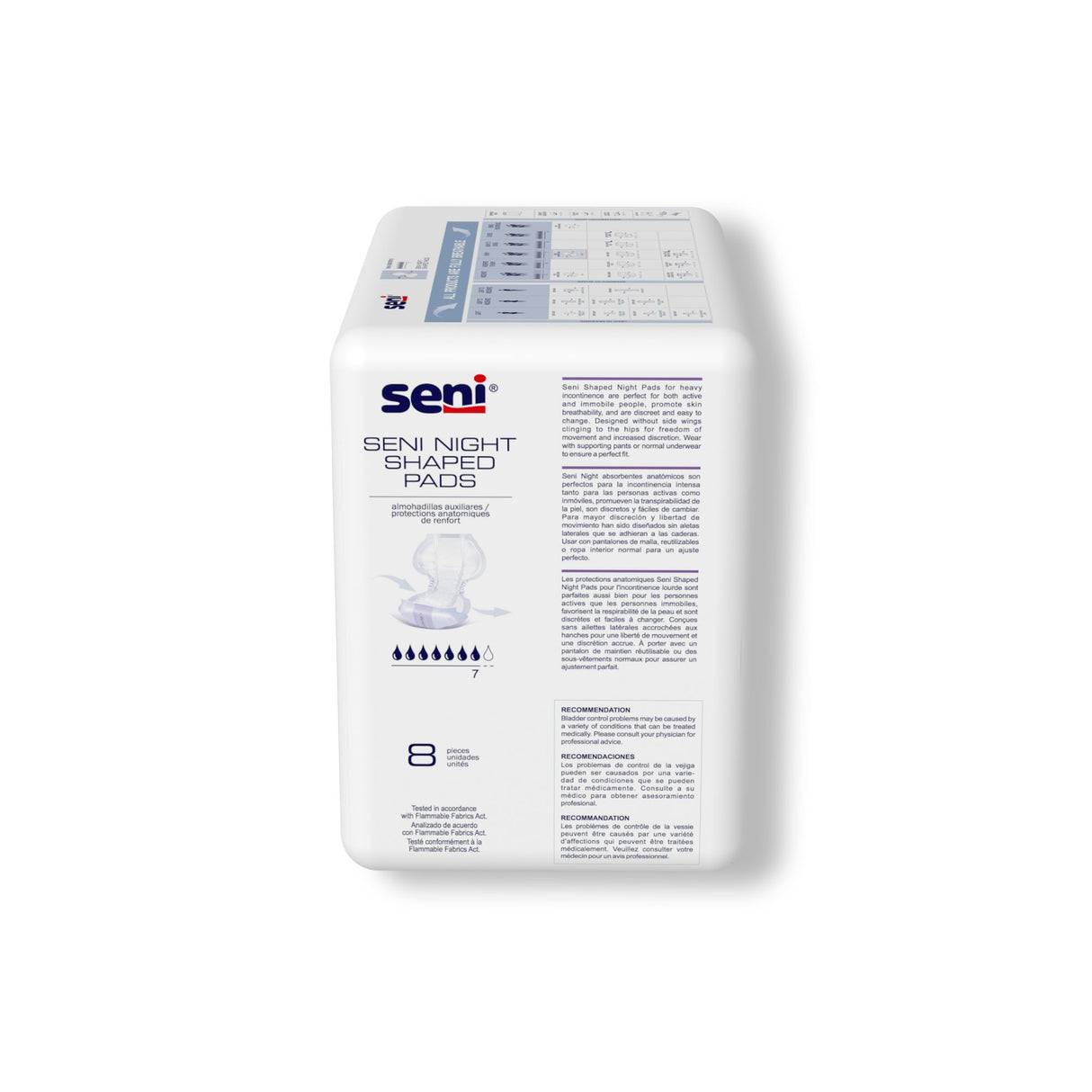Incontinence Liner Seni® Shaped Night Pads 27 Inch Length Heavy Absorbency Super Absorbent Core One Size Fits Most - BeHope