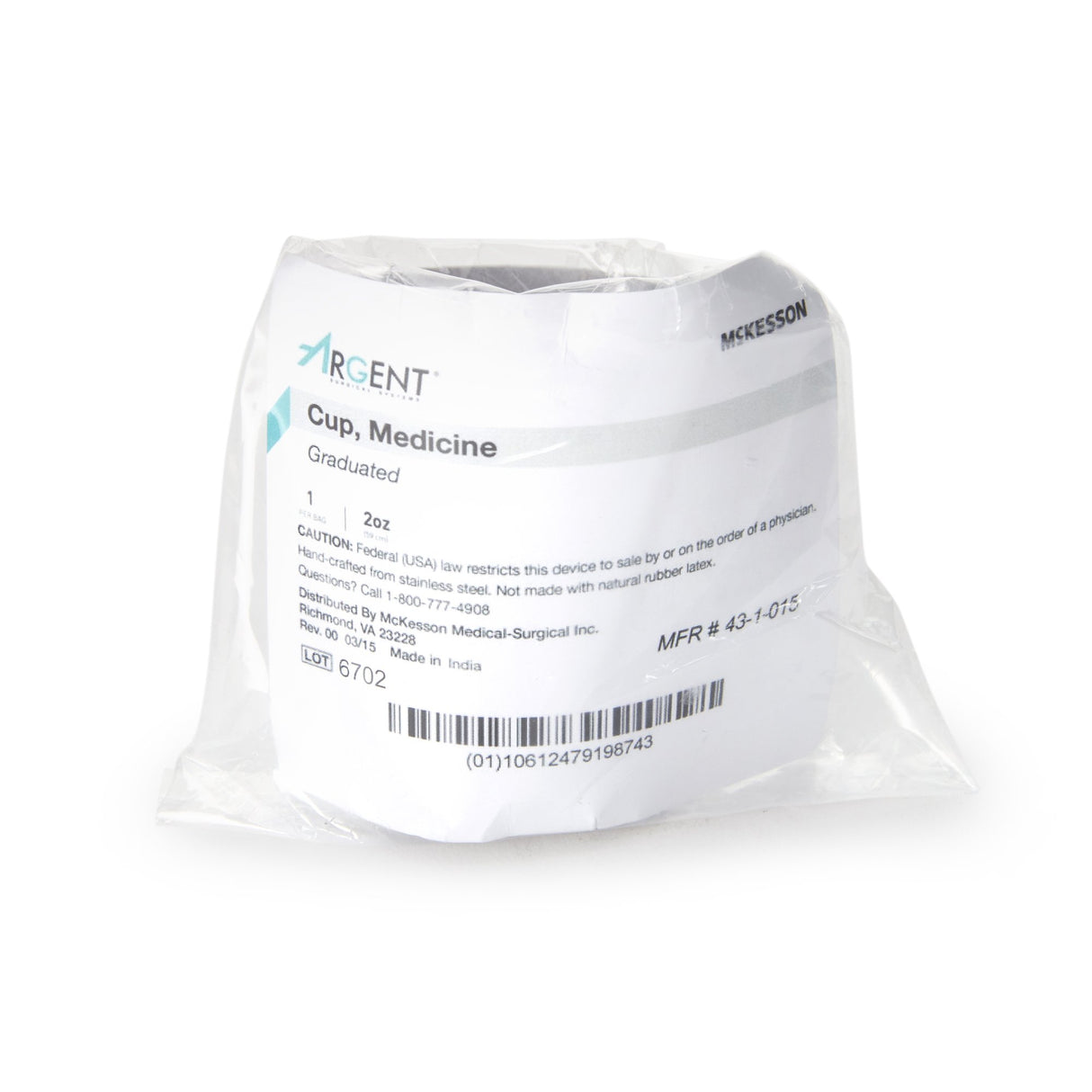 Medicine Cup McKesson Argent™ 2 oz. Silver Stainless Steel Reusable NonSterile - BeHope