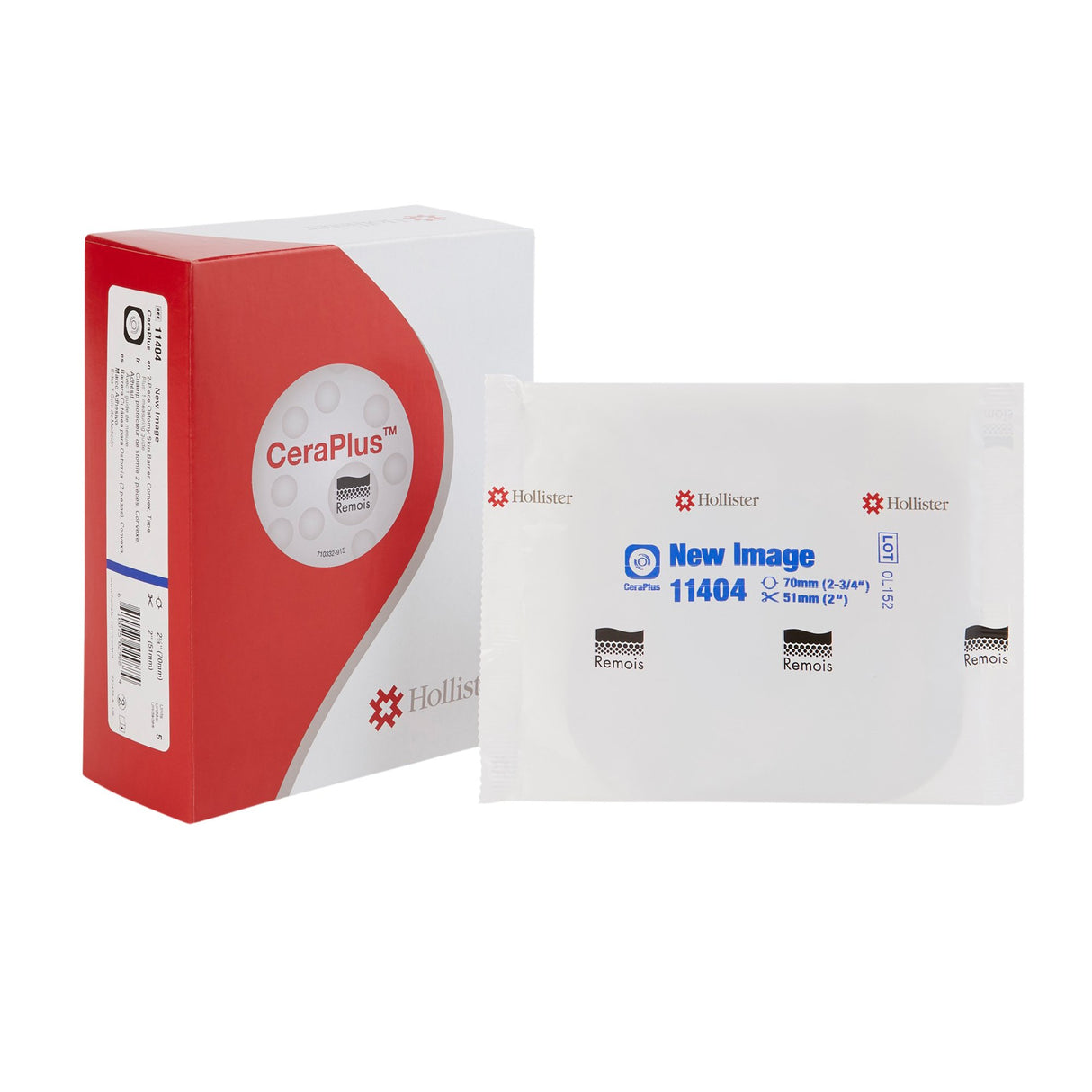 Ostomy Barrier New Image™ CeraPlus™ Trim to Fit, Extended Wear Adhesive Tape Borders 70 mm Flange Blue Code System Up to 2 Inch Opening - BeHope