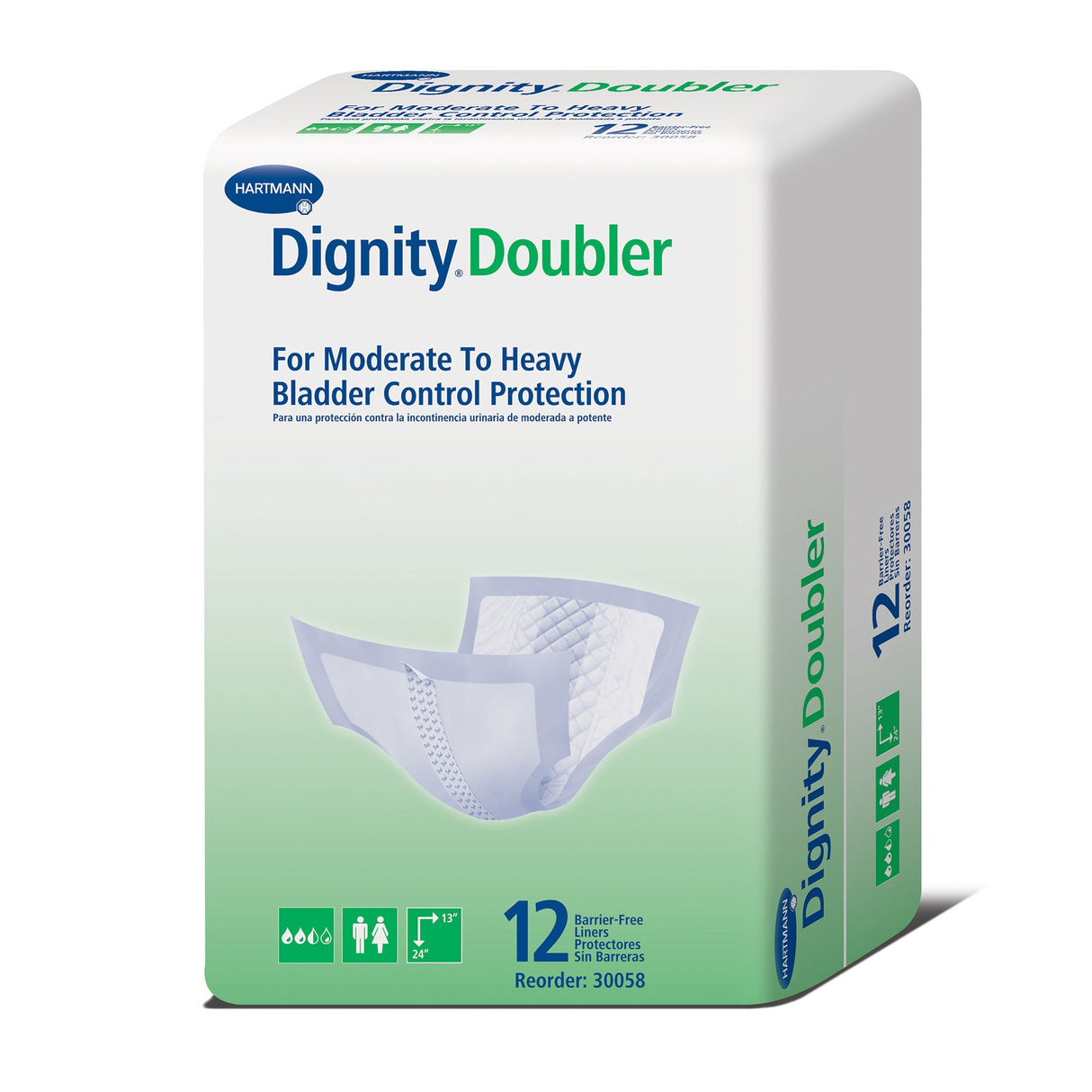 Bladder Control Pad Dignity® Doubler 13 X 24 Inch Moderate Absorbency Polymer Core One Size Fits Most - BeHope