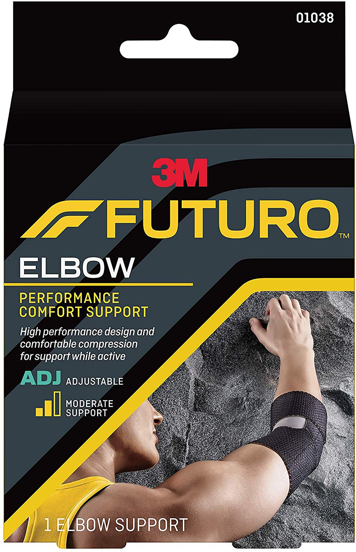 Elbow Support 3M™ Futuro™ One Size Fits Most Left or Right Elbow Black - BeHope