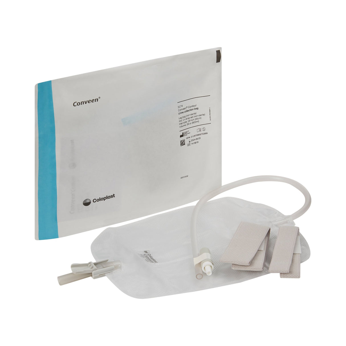 Urinary Leg Bag Conveen® Security+ Anti-Reflux Valve NonSterile 800 mL Polyethylene / Flocked - BeHope