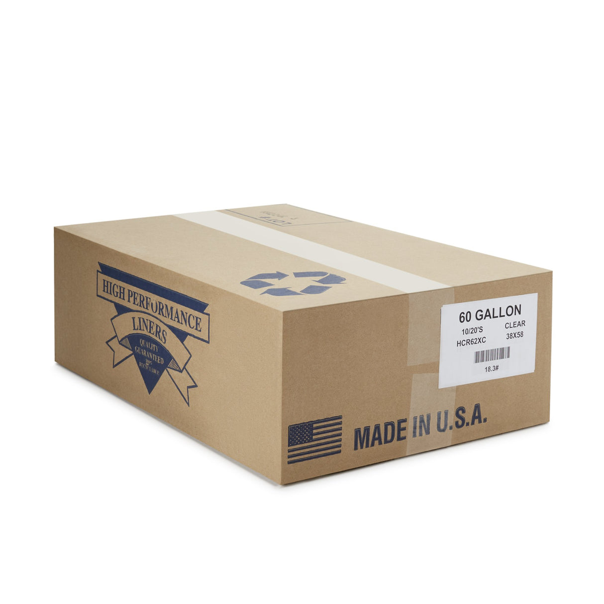 Trash Bag Colonial Bag 60 gal. Clear HDPE 17 Mic. 38 X 58 Inch X-Seal Bottom Coreless Roll