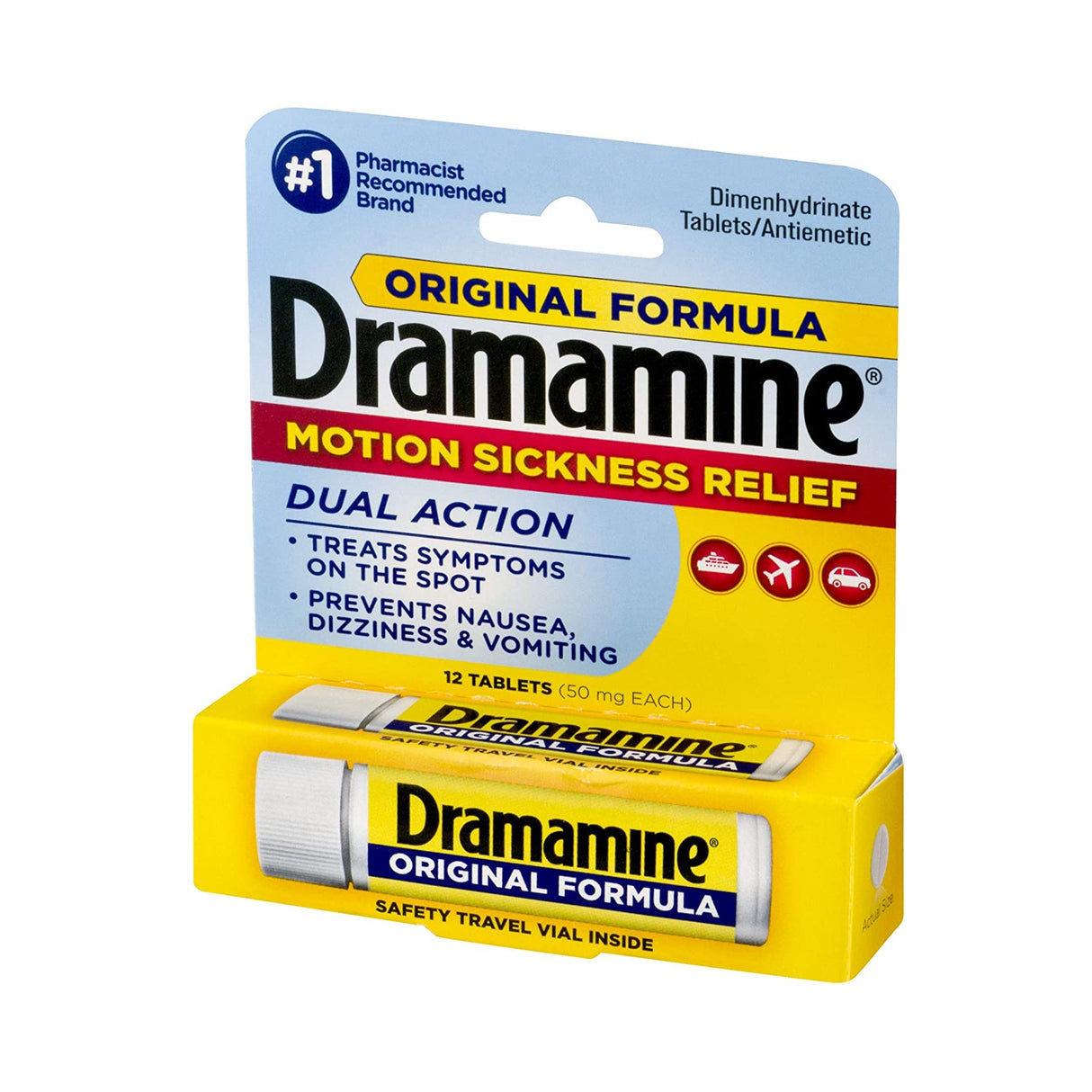 Nausea Relief Dramamine® 50 mg Strength Tablet 12 per Bottle - BeHope
