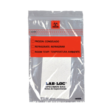 Specimen Transport Bag Lab-loc® Removable Biohazard Symbol Document Pouch Absorbent Pad - BeHope