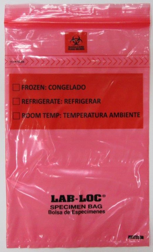 Specimen Transport Bag with Document Pouch Lab-Loc® 6 X 9 Inch Zip Closure Biohazard Symbol / Storage Instructions NonSterile - BeHope