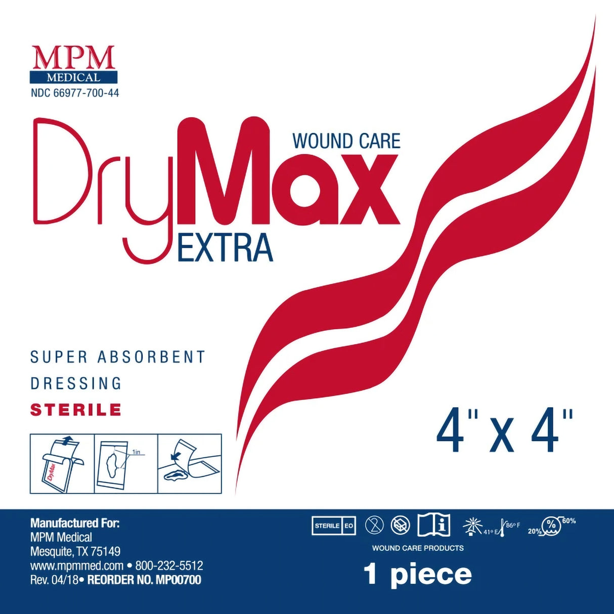 Super Absorbent Dressing DryMax Extra 4 X 4 Inch Square - BeHope