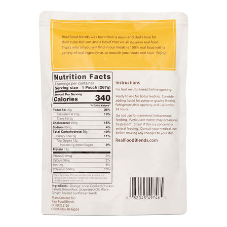 Tube Feeding Formula Real Food Blends® Chicken / Carrots / Brown Rice Flavor Liquid 9.4 oz. Pouch - BeHope