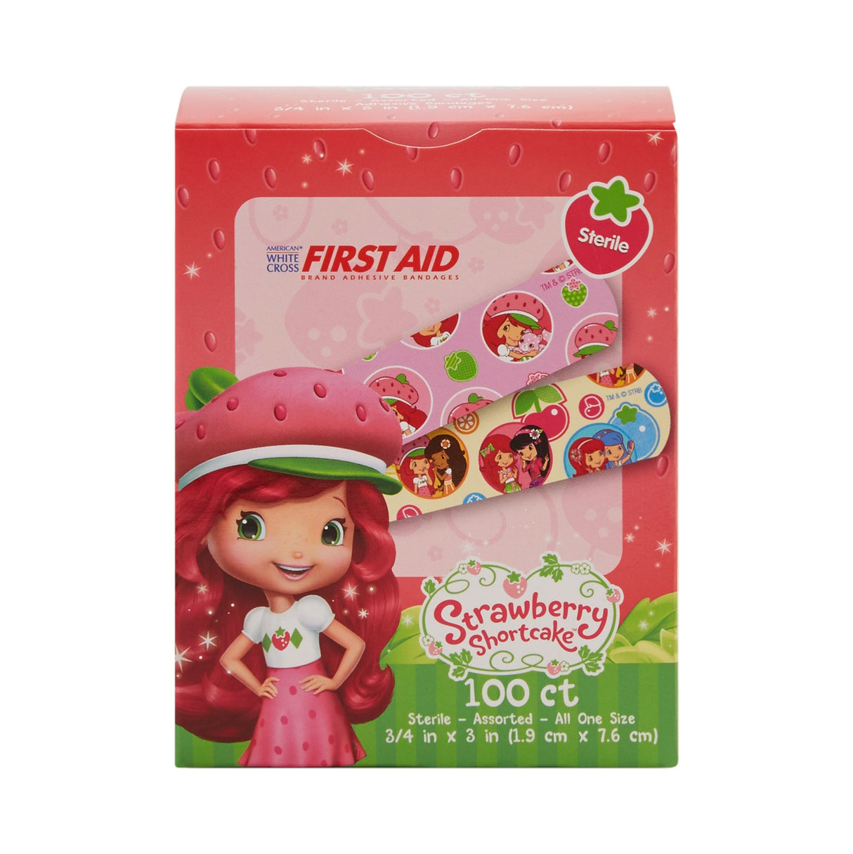 Adhesive Strip Stat StripÂ® Plastic Kid Design (Strawberry Shortcake) 3/4 X 3 Inch Sterile - BeHope