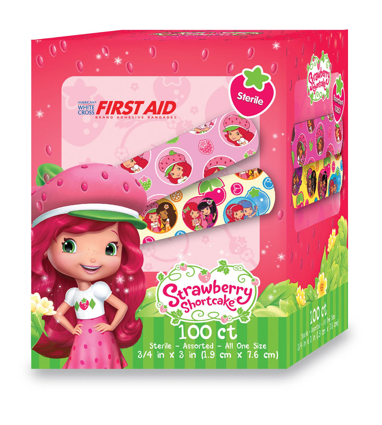 Adhesive Strip Stat StripÂ® Plastic Kid Design (Strawberry Shortcake) 3/4 X 3 Inch Sterile - BeHope