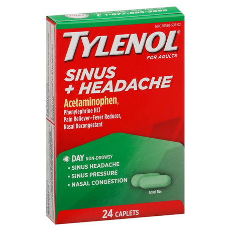 Cold and Sinus Relief Tylenol® Sinus + Headache 325 mg - 5 mg Strength Tablet - BeHope