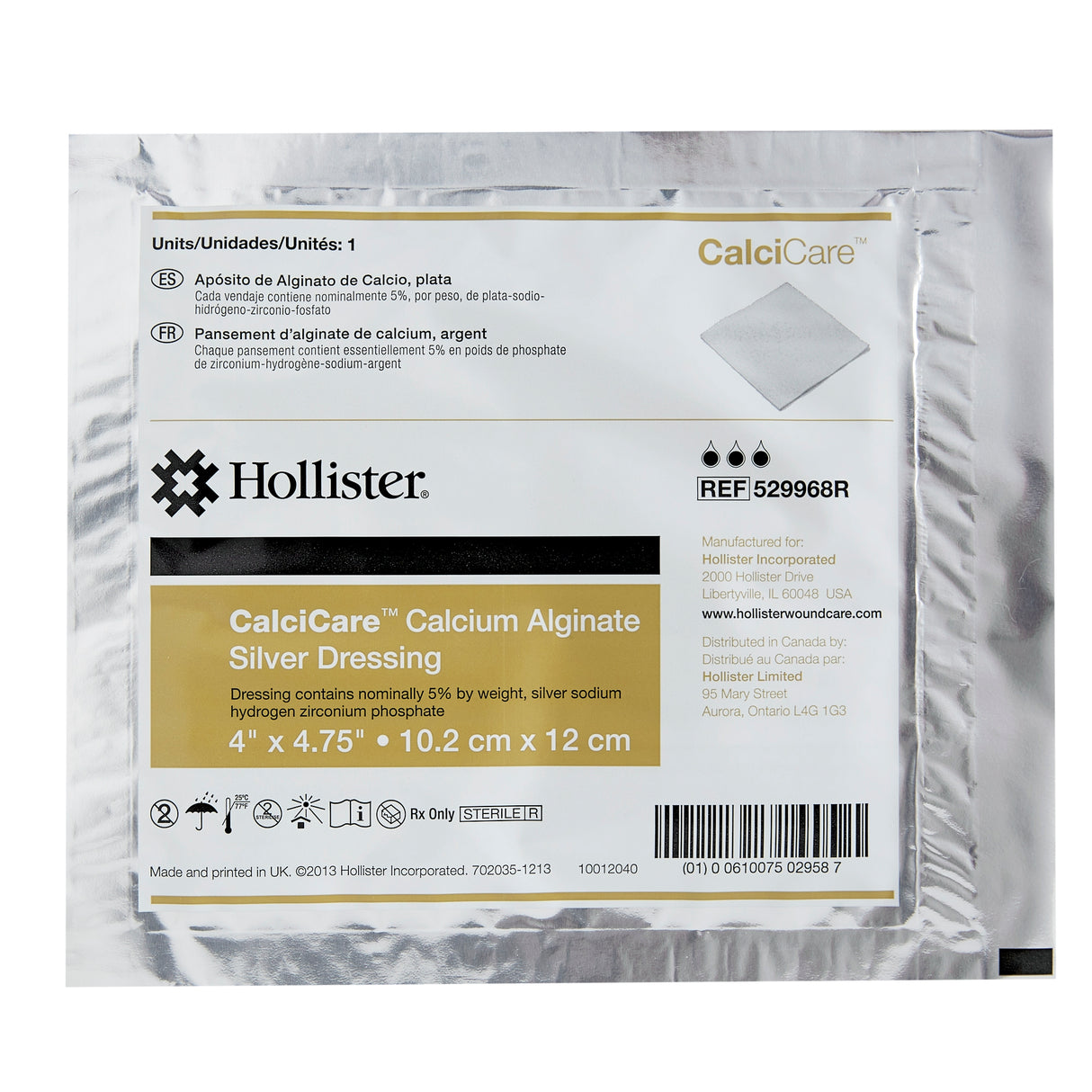 Silver Alginate Dressing CalciCareâ„¢ 4 X 4-3/4 Inch Rectangle Sterile - BeHope