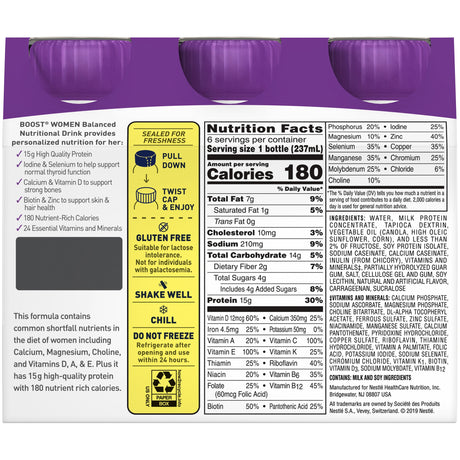 Oral Supplement Boost® Women Very Vanilla Flavor Liquid 8 oz. Bottle - BeHope