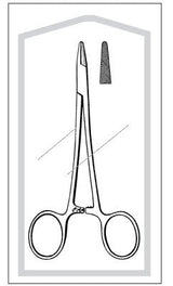 Needle Holder Baumgartner 5-1/2 Inch Length Straight Cross Serrated Blunt Tips with Groove Finger Ring Handle - BeHope