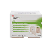 2 Layer Compression Bandage System 3M™ Coban™2 Lite 4 Inch X 2-9/10 Yard / 4 Inch X 5-1/10 Yard Self-Adherent / Pull On Closure Tan / White NonSterile 25 to 30 mmHg - BeHope