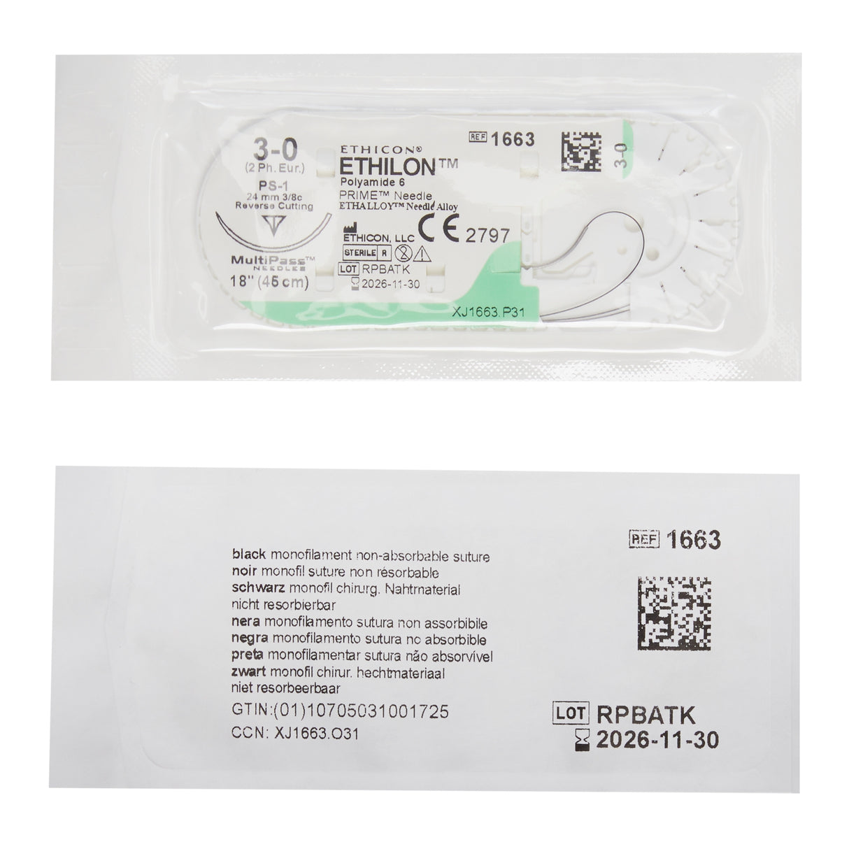 Nonabsorbable Monofilament Suture Ethilon™ Nylon Reverse Cutting Needle - BeHope