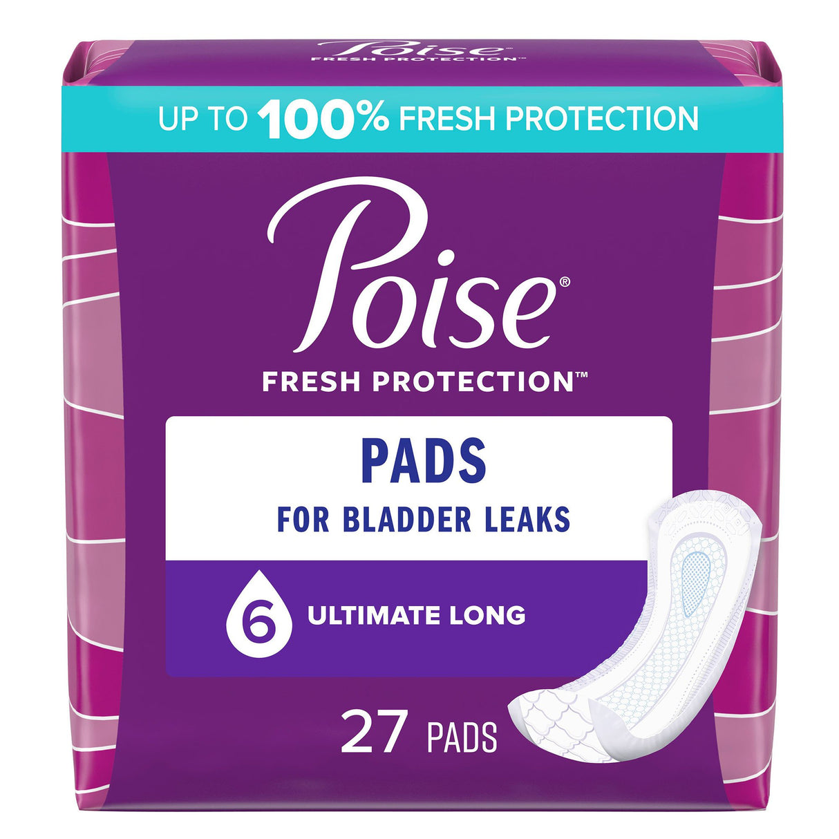 Bladder Control Pad Poise Fresh Protection 15.9 Inch Length Heavy Absorbency Sodium Polyacrylate Core One Size Fits Most