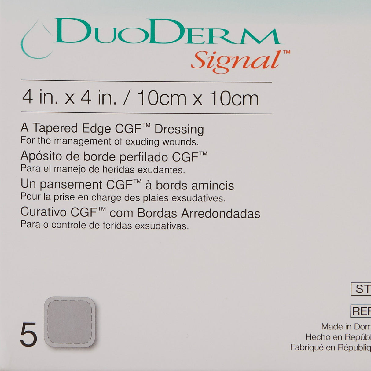 Hydrocolloid Dressing DuoDERM Signal CGF Foam Backing 4 X 4 Inch Square Hydrocolloid - BeHope