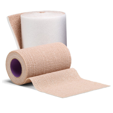 2 Layer Compression Bandage System 3M™ Coban™ 2 4 Inch X 3-4/5 Yard / 4 Inch X 6-3/10 Yard Self-Adherent / Pull On Closure Tan / White NonSterile 35 to 40 mmHg - BeHope