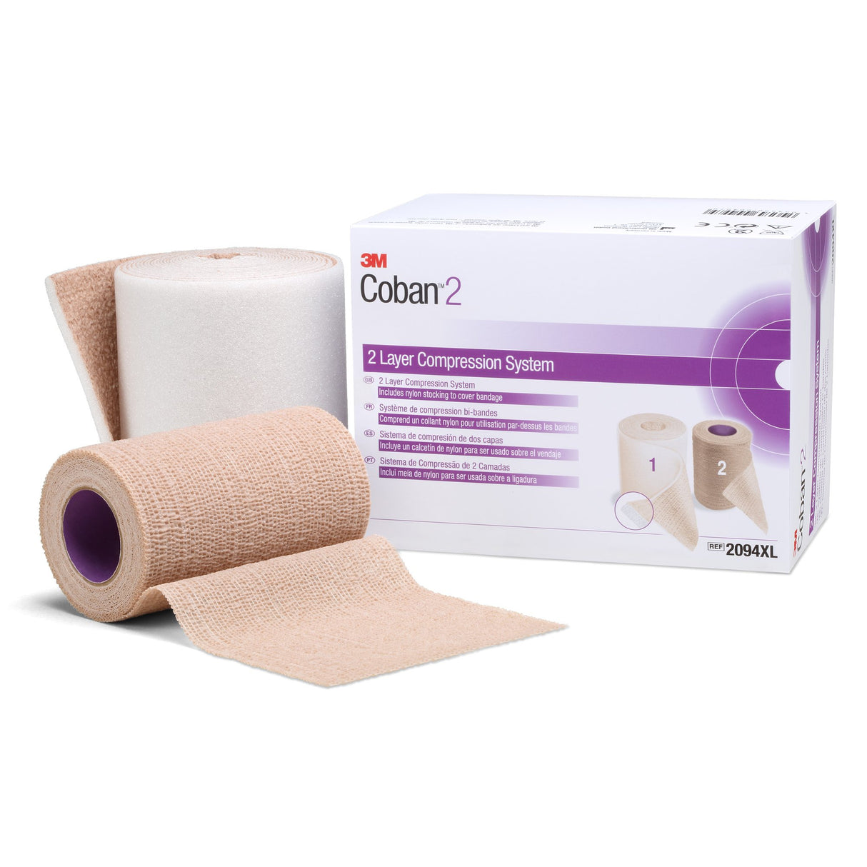 2 Layer Compression Bandage System 3M™ Coban™ 2 4 Inch X 3-4/5 Yard / 4 Inch X 6-3/10 Yard Self-Adherent / Pull On Closure Tan / White NonSterile 35 to 40 mmHg - BeHope