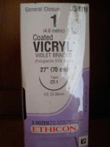 Absorbable Suture with Needle Coated Vicryl™ Polyglactin 910 CT-1 1/2 Circle Taper Point Needle Size 1 Braided - BeHope