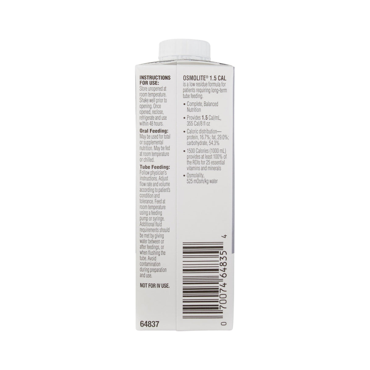 Tube Feeding Formula Osmolite® 1.5 Cal Unflavored Liquid 8 oz. Reclosable Carton - BeHope