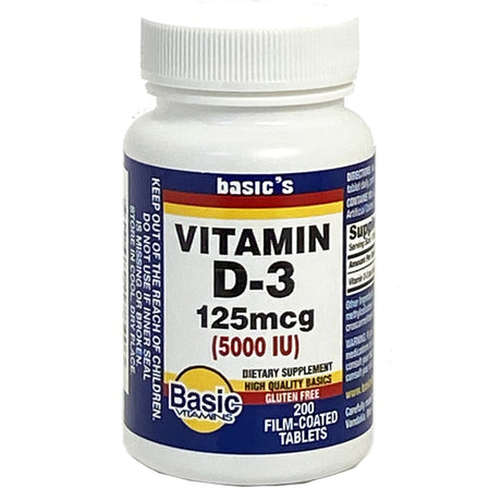 Vitamin Supplement Vitamin D3 5,000 IU Strength Tablet 200 per Bottle - BeHope