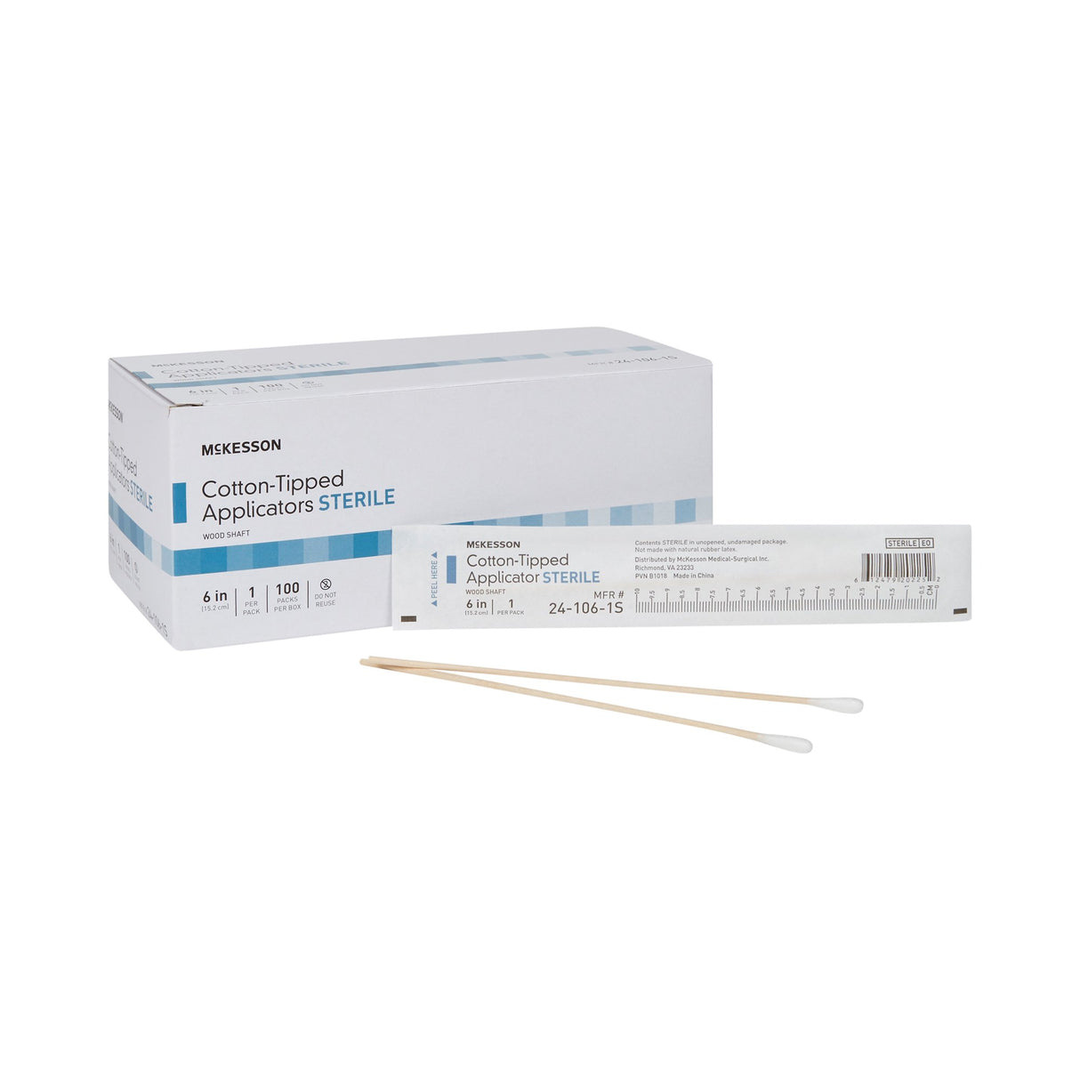 Swabstick McKesson Cotton Tip Wood Shaft 6 Inch Sterile 1 per Pack - BeHope