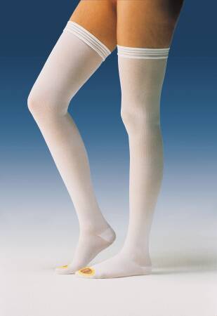 Anti-embolism Stocking JOBST Anti-Em/GPT Thigh High Medium / Short White Inspection Toe - BeHope