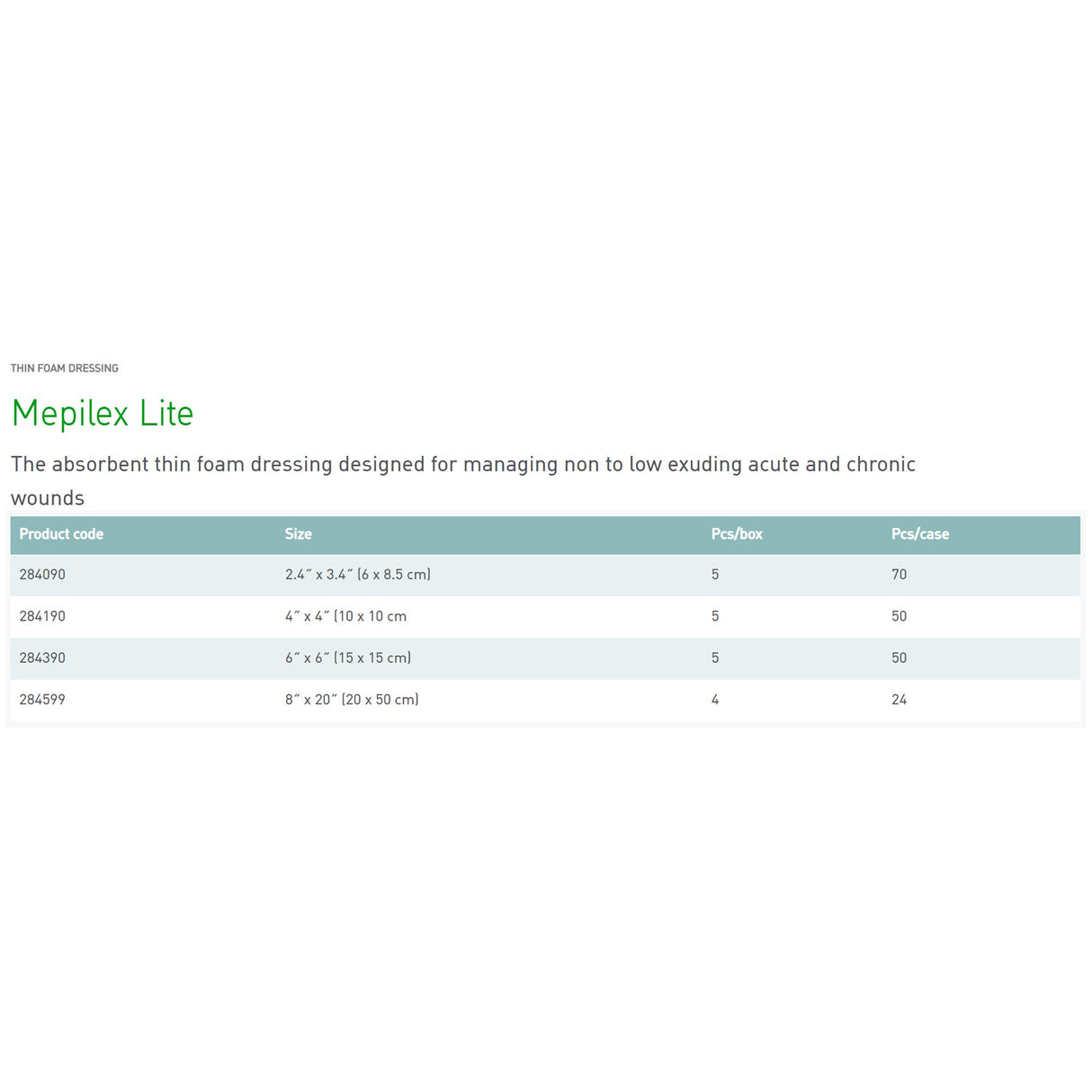 Thin Foam Dressing Mepilex Lite 8 X 20 Inch Without Border Film Backing Silicone Adhesive Rectangle Sterile
