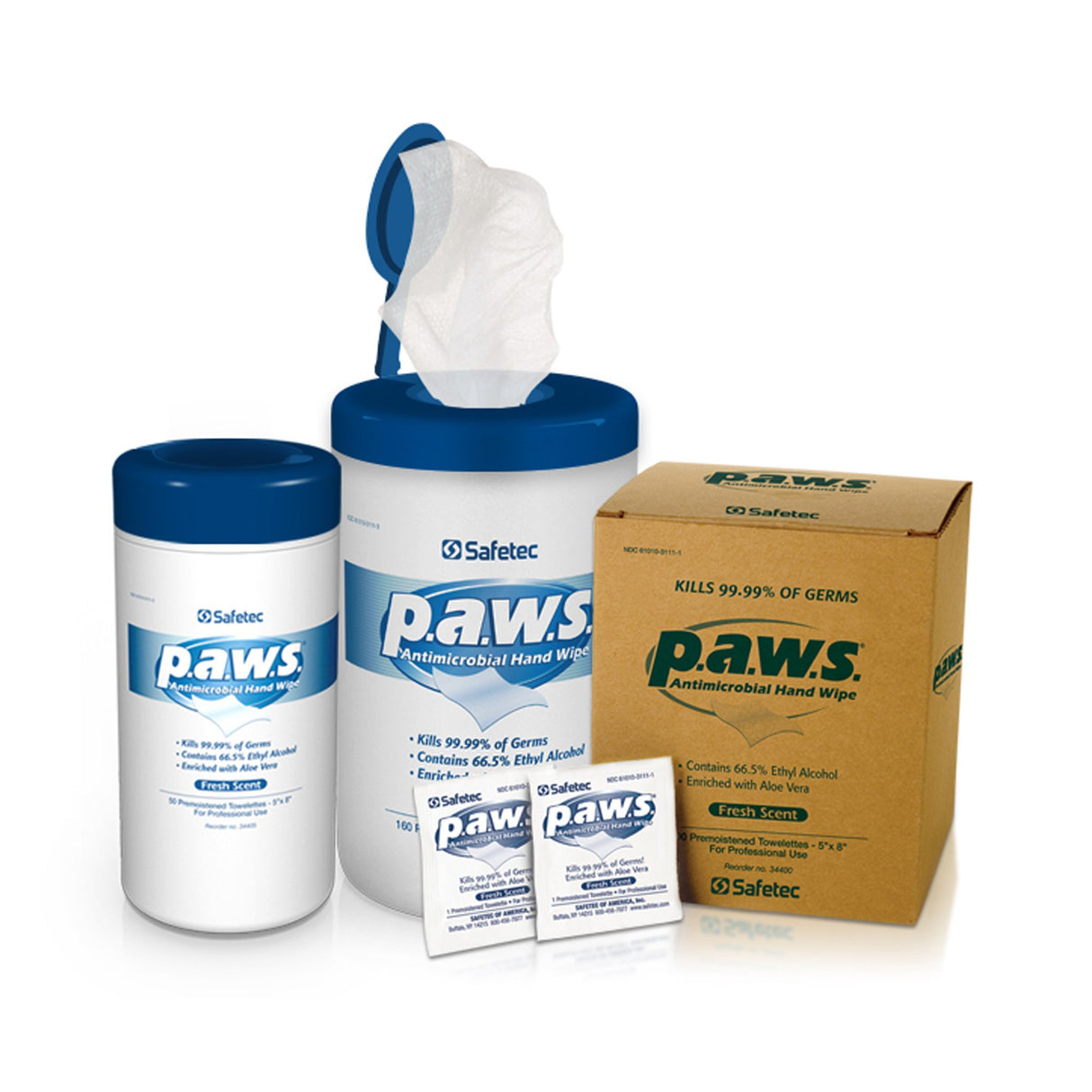 Hand Sanitizing Wipe P.A.W.S. 100 Count Ethyl Alcohol Wipe Individual Packet