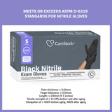 Exam Glove CareStock™ Small NonSterile Nitrile Standard Cuff Length Fully Textured Black Not Rated - BeHope