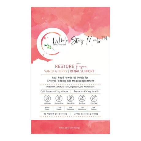 Oral Supplement Restore Fusion Renal Support Vanilla Berry Flavor Powder 16 oz. Pouch - BeHope