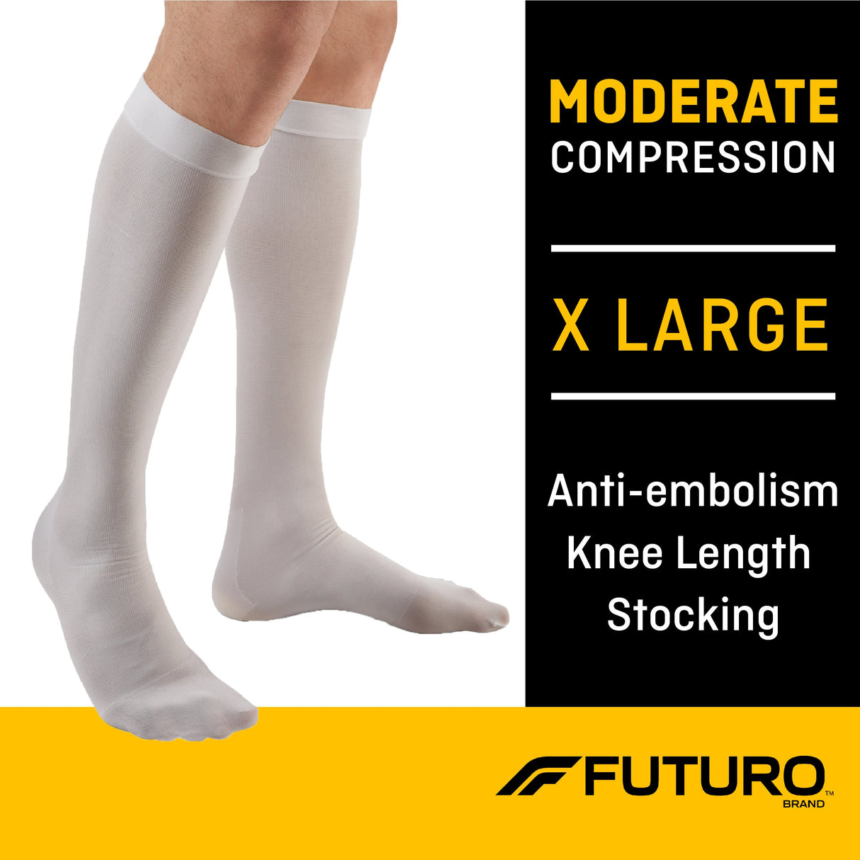 Anti-embolism Stocking 3M™ Futuro™ Knee High X-Large / Regular White Closed Toe