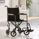 Transport Chair McKesson 19 Inch Seat Width Full Length Arm Swing-Away Footrest Steel Frame with Silver Vein Finish - BeHope