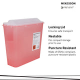 Sharps Container McKesson Prevent Translucent Red Base 10-3/4 H X 10-1/2 W X 4-3/4 D Inch Horizontal Entry 1.25 Gallon