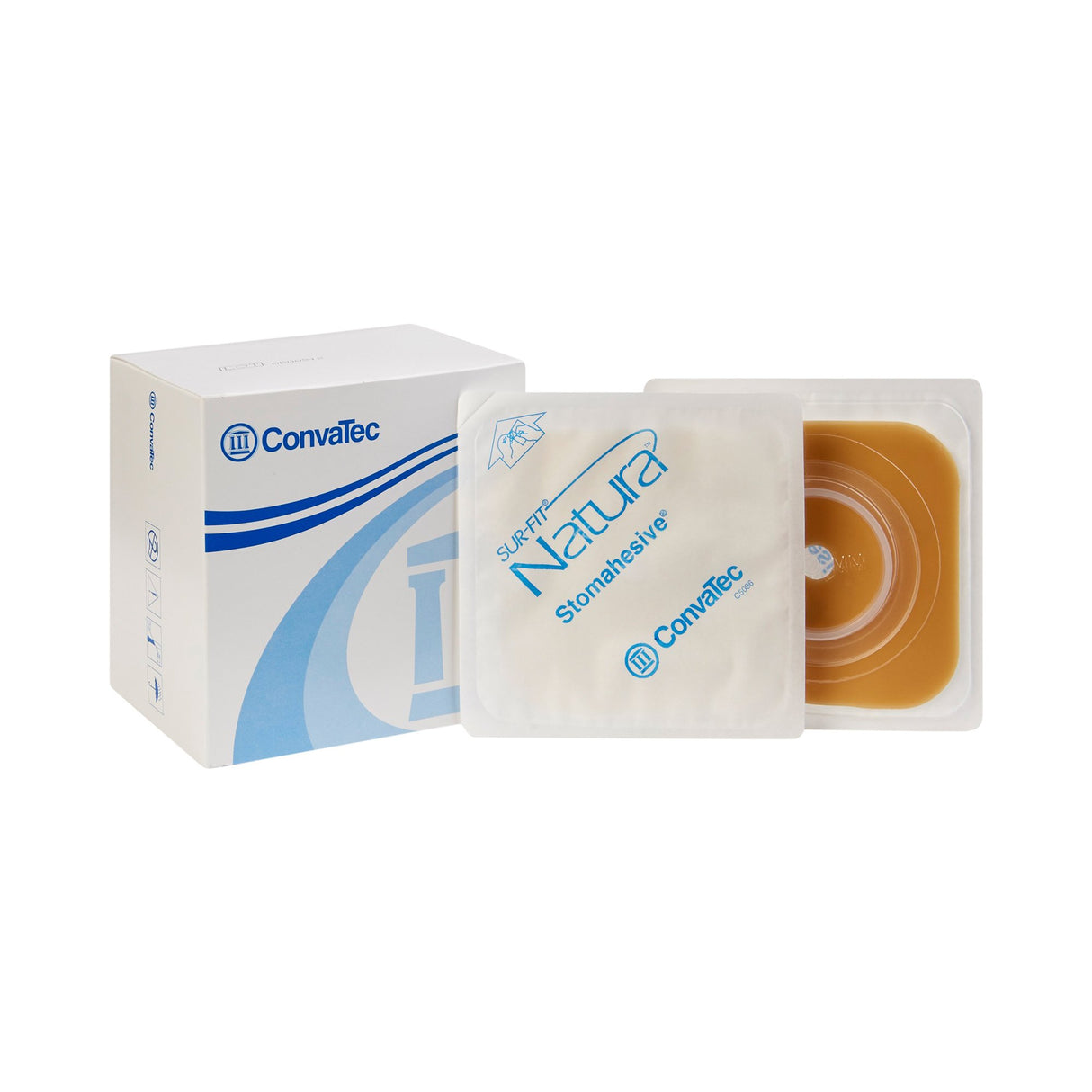 Ostomy Barrier Sur-Fit Natura Trim to Fit, Extended Wear Stomahesive Without Tape Sur-Fit Natura System Hydrocolloid 1 to 1-1/4 Inch Opening 4 X 4 Inch - BeHope
