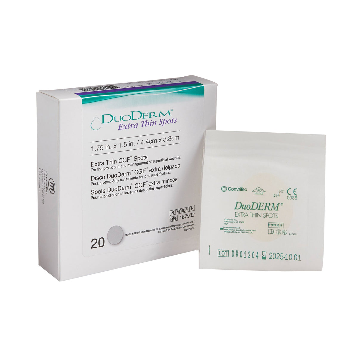 Thin Hydrocolloid Dressing DuoDERM Extra Thin CGF Film Backing 1-1/2 X 1-3/4 Inch Oval Hydrocolloid / Film