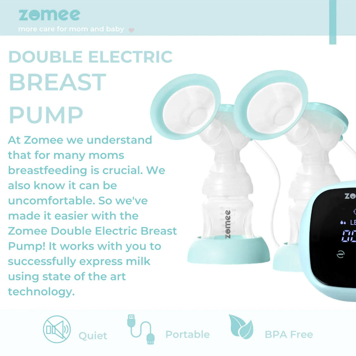 Double Electric Breast Pump Kit Zomee Z1 - BeHope