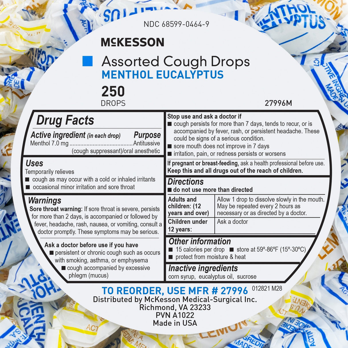 Cold and Cough Relief McKesson Brand 8.6 mg Strength Lozenge 250 per Jar - BeHope