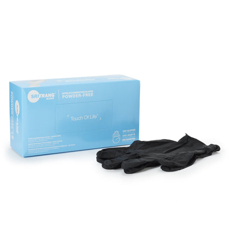 Exam Glove Touch of Life™ X-Large NonSterile Nitrile Textured Fingertips Black Chemo Tested - BeHope