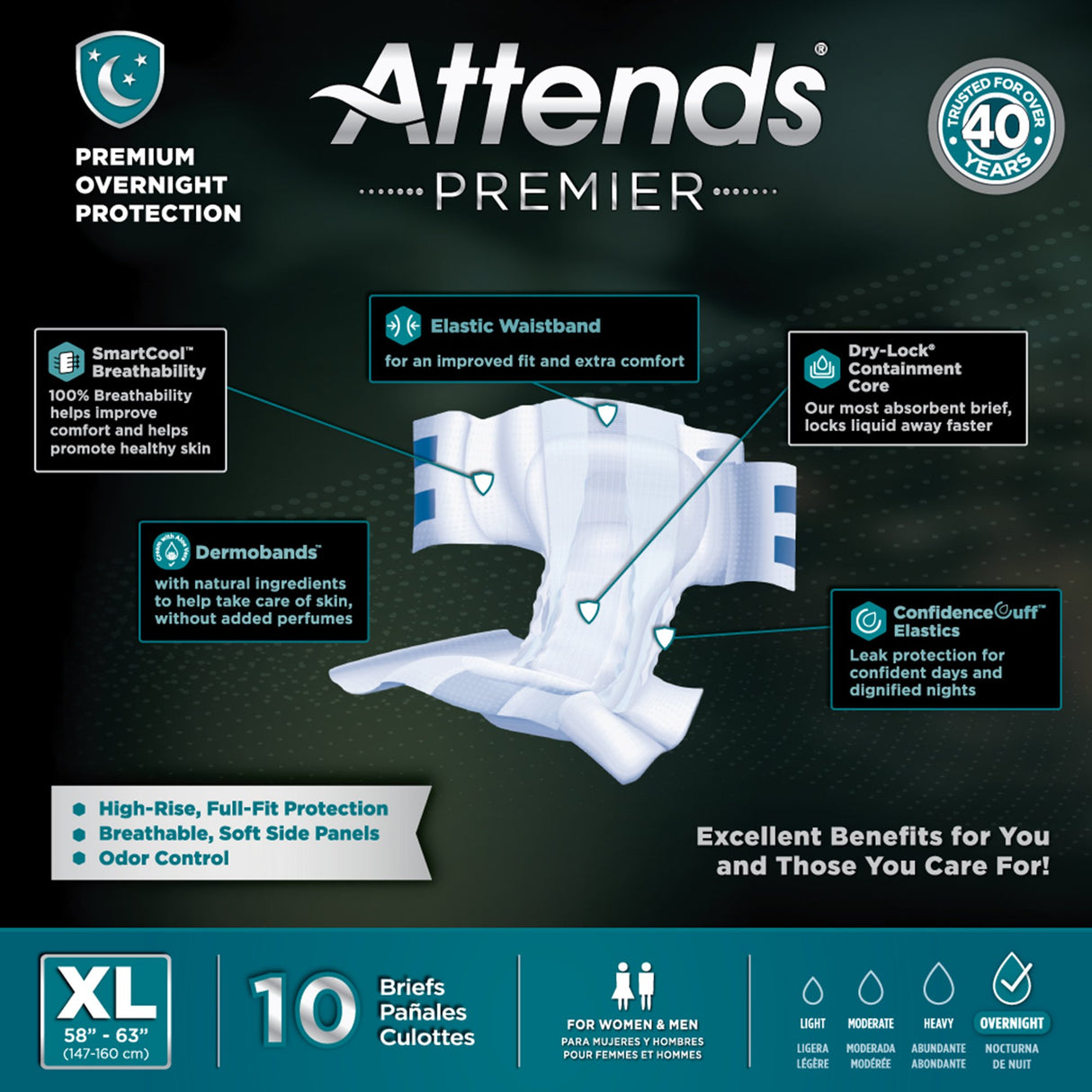 Unisex Adult Incontinence Brief Attends® Premier X-Large Disposable Heavy Absorbency - BeHope