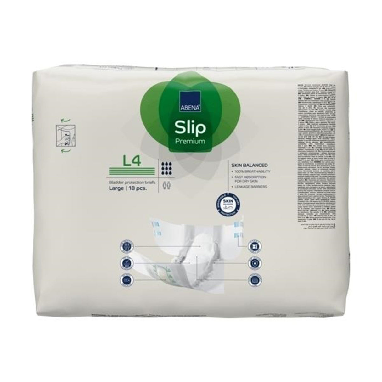 Unisex Adult Incontinence Brief Abena® Slip Premium L4 Large Disposable Heavy Absorbency - BeHope