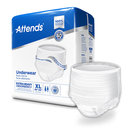 Unisex Adult Absorbent Underwear Attends Care Pull On with Tear Away Seams X-Large Disposable Heavy Absorbency