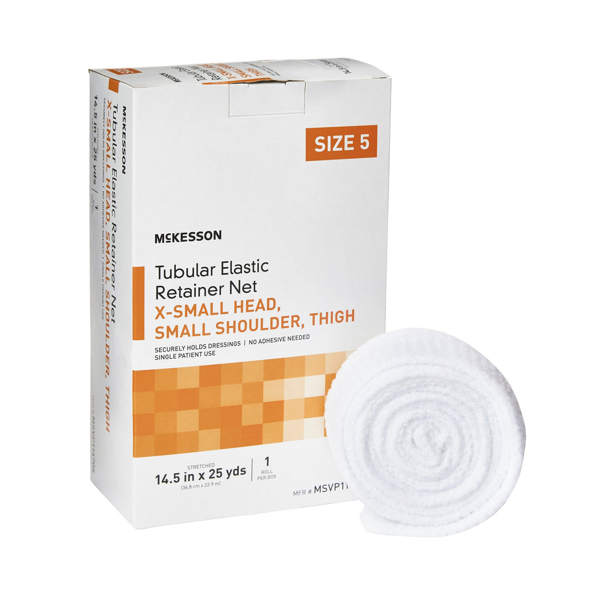 Elastic Net Retainer Dressing McKesson Tubular Elastic 14-1/2 Inch X 25 Yard Size 5 White X-Small Head / Small Shoulder / Thigh NonSterile - BeHope